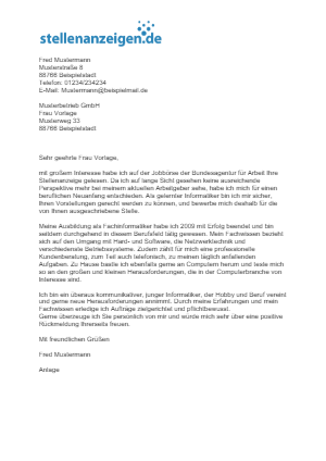 Bewerbungsvorlage Informatiker/in